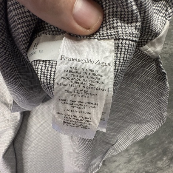 Ermenegildo Zegna Men's 2XL Dress Shirt Gingham Gray Regular Fit LS SEE DESCRIPT - Picture 5 of 16